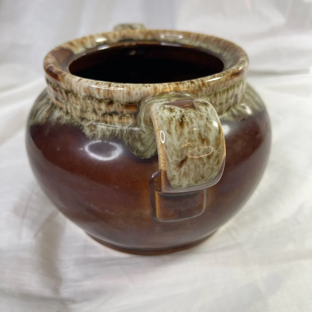 Vintage Brown Drip Bean Pot